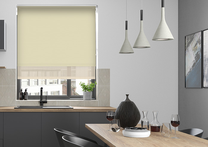 Rimini (Blackout), Ecru & Optima Linen - Double Roller Blind - Image 3